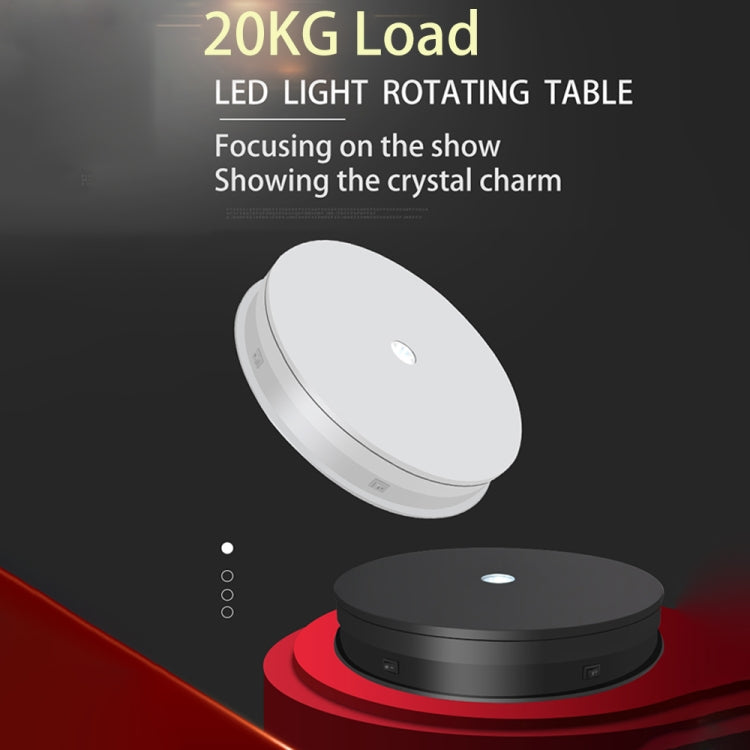 20cm Electric Rotating Turntable Display Stand LED Light Video Shooting Props Turntable, Power Plug:220V UK Plug(Black) -  by PMC TechLife | Online Shopping South Africa | PMC TechLife