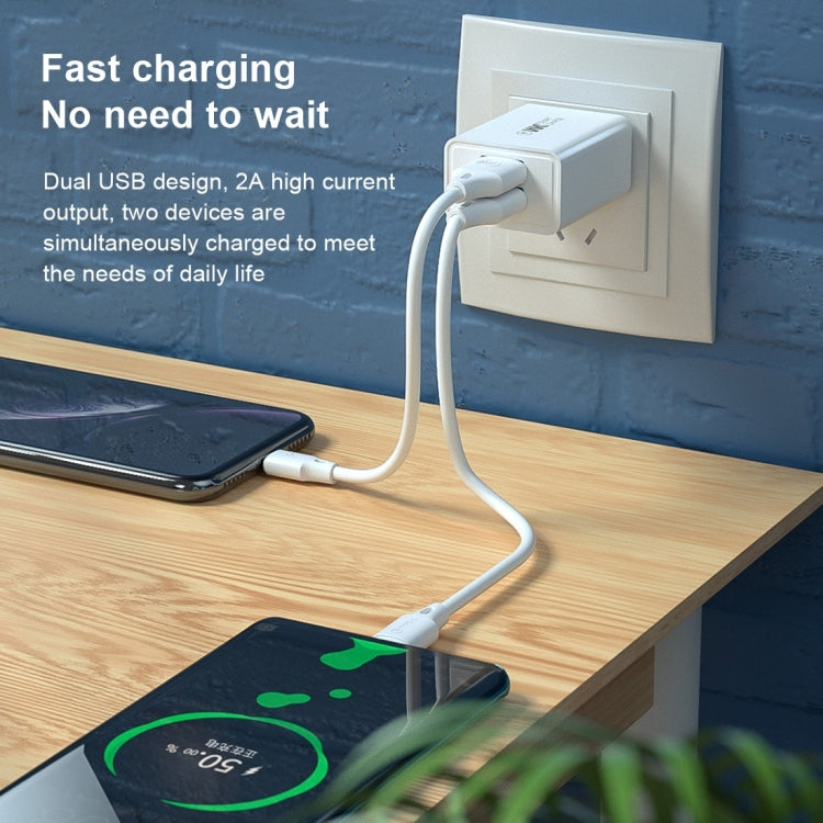 WK WP-U56 2A Dual USB Fast Charging Travel Charger Power Adapter, EU Plug - free shipping - PMC TechLife - Order now!