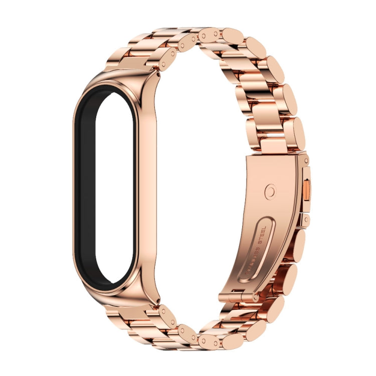 For Xiaomi Mi Band 6 / 5 / 4 / 3 Mijobs CS Metal Three Bead Stainless Steel Watch Band(Rose Gold) - free shipping - PMC TechLife - Order now!