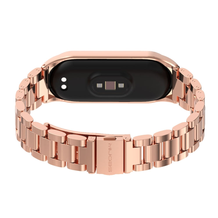 For Xiaomi Mi Band 6 / 5 / 4 / 3 Mijobs CS Metal Three Bead Stainless Steel Watch Band(Rose Gold) - free shipping - PMC TechLife - Order now!