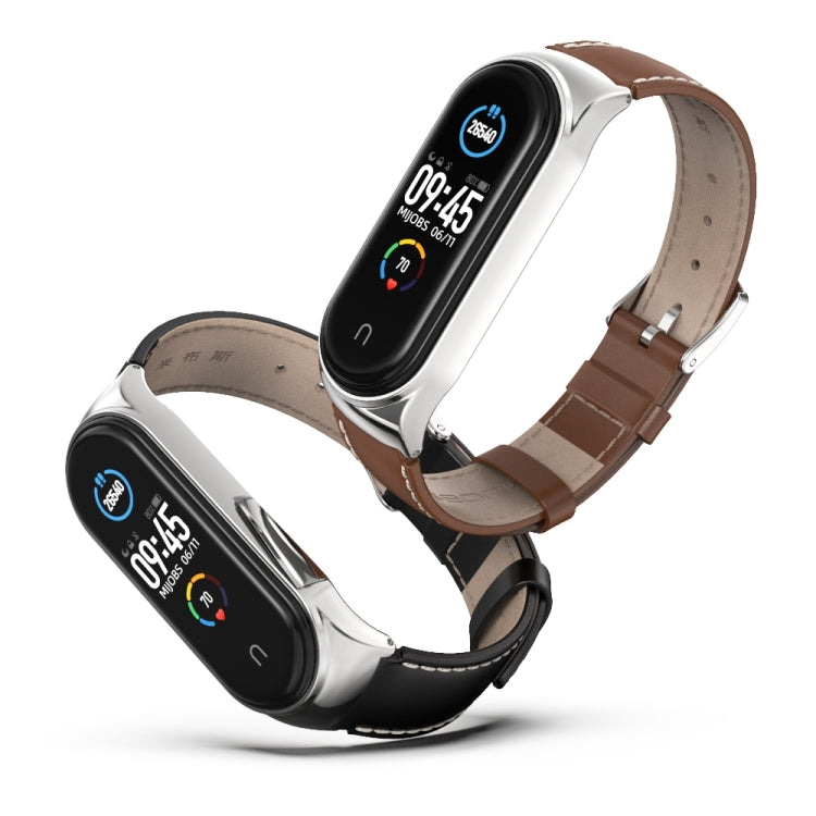 For Xiaomi Mi Band 6 / 5 / 4 / 3 Mijobs CS First Layer Cowhide Watch Band(Red + Rose Gold) - free shipping - PMC TechLife - Order now!