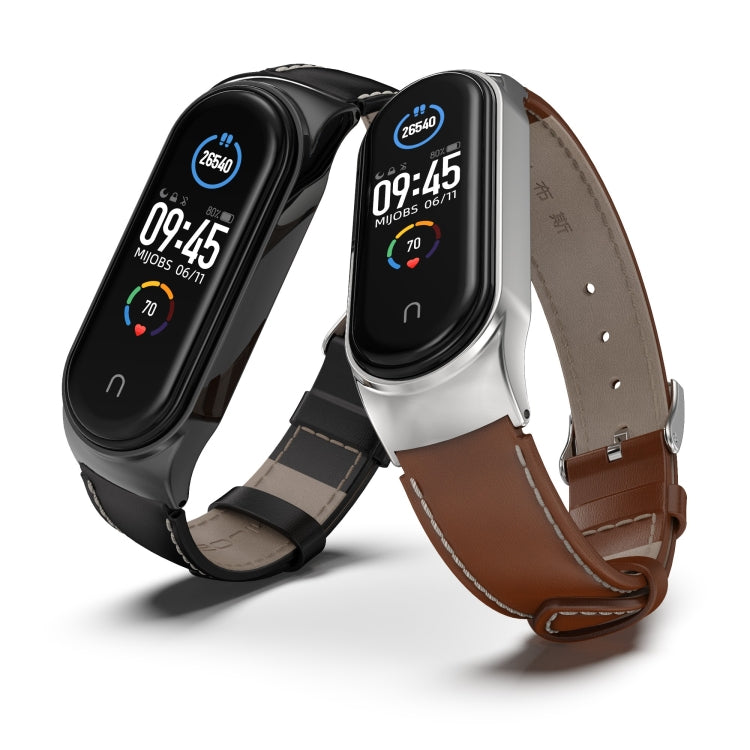 For Xiaomi Mi Band 6 / 5 / 4 / 3 Mijobs CS First Layer Cowhide Watch Band(Red + Rose Gold) - free shipping - PMC TechLife - Order now!