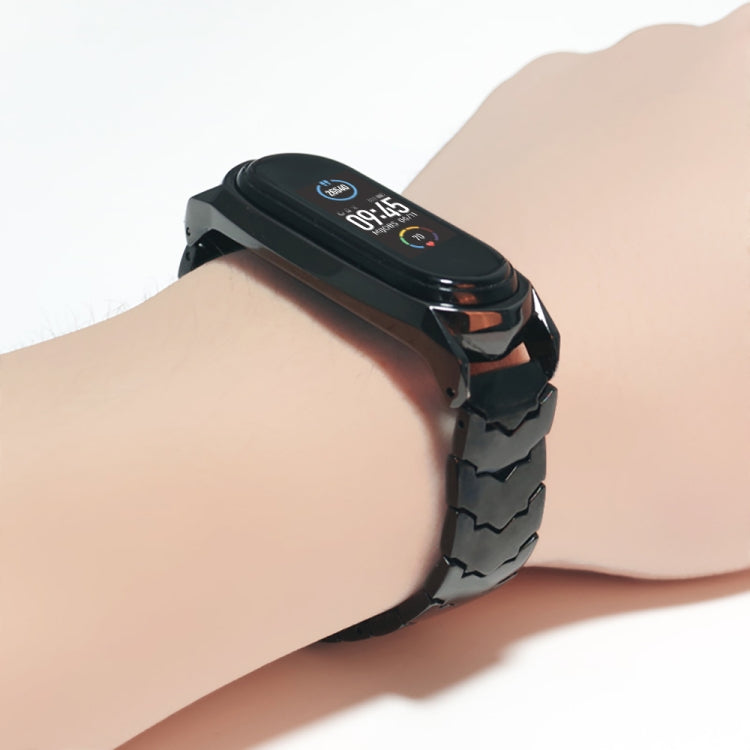 For Xiaomi Mi Band 6 / 5 / 4 / 3 Mijobs GT Metal Stainless Steel V Type Watch Band(Black) - Watch Bands by MIJOBS | Online Shopping South Africa | PMC TechLife | Buy Now Pay Later Mobicred