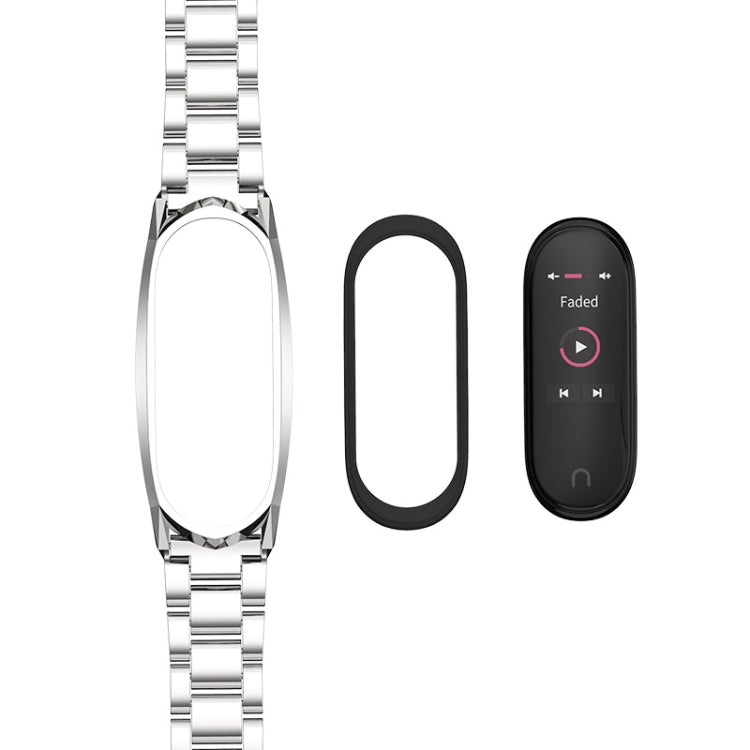 For Xiaomi Mi Band 6 / 5 / 4 / 3 Mijobs Three Beads Metal GT Stainless Steel Watch Band(Black) - Watch Bands by MIJOBS | Online Shopping South Africa | PMC TechLife | Buy Now Pay Later Mobicred