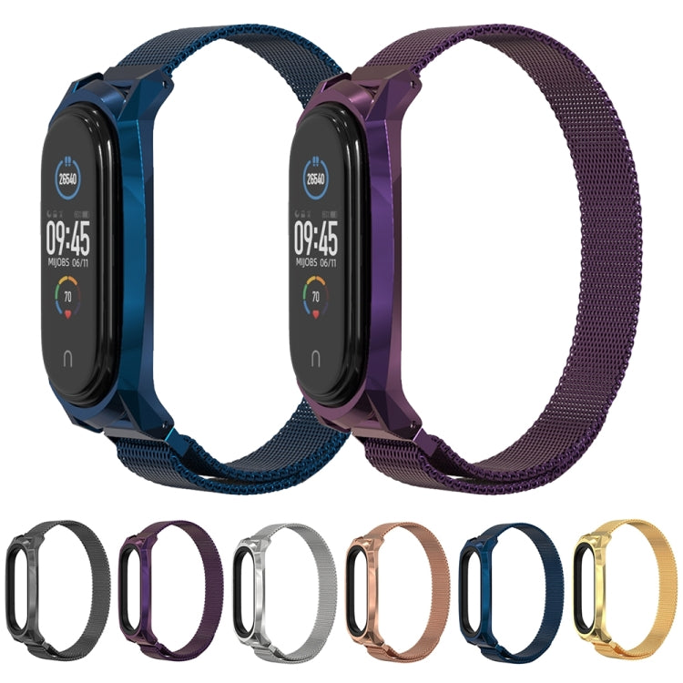 For Xiaomi Mi Band 6 / 5 / 4 / 3 Mijobs Milan Magnetic GT Stainless Steel Watch Band(Blue) - Watch Bands by MIJOBS | Online Shopping South Africa | PMC TechLife | Buy Now Pay Later Mobicred