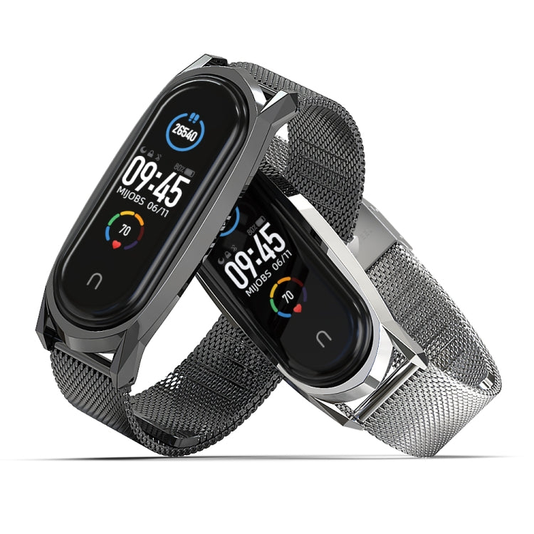 For Xiaomi Mi Band 6 / 5 / 4 / 3 Mijobs Milan Buckle GT Metal Stainless Steel Watch Band(Black) - Watch Bands by MIJOBS | Online Shopping South Africa | PMC TechLife | Buy Now Pay Later Mobicred