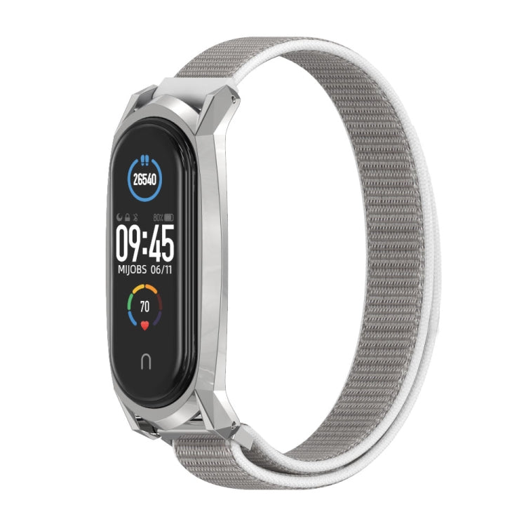 For Xiaomi Mi Band 6 / 5 / 4 / 3 Mijobs GT Nylon Loop Watch Band(Seashell Silver) - Watch Bands by MIJOBS | Online Shopping South Africa | PMC TechLife | Buy Now Pay Later Mobicred