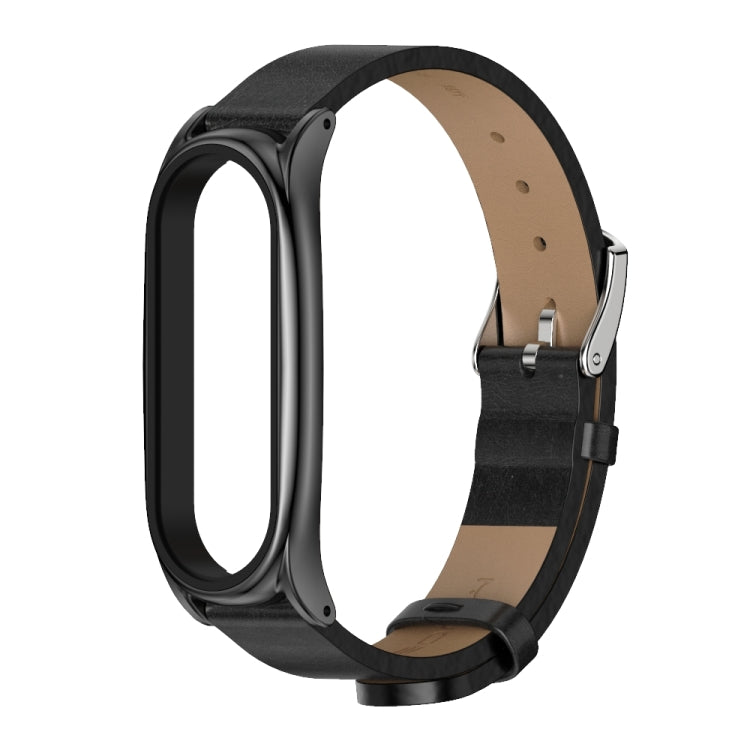 For Xiaomi Mi Band 6 / 5 / 4 / 3 Mijobs Metal Case Crazy Horse Texture PU Microfiber Plus Watch Band(Black) - free shipping - PMC TechLife - Order now!