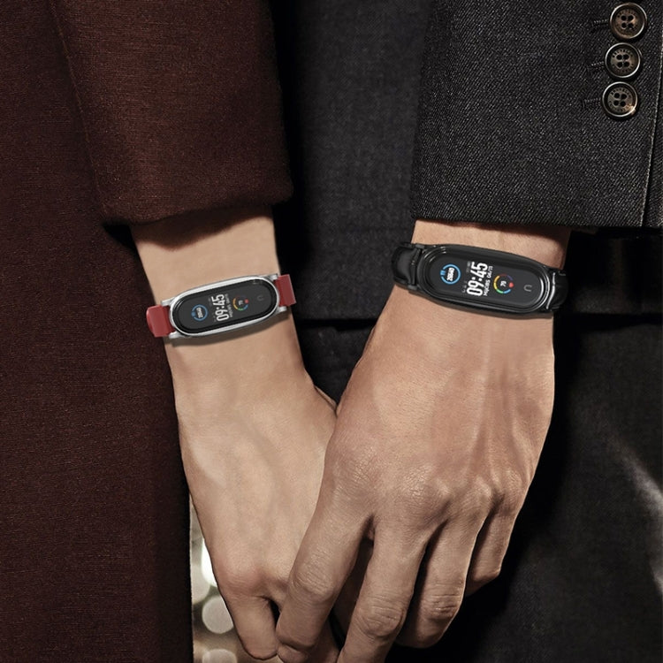 For Xiaomi Mi Band 6 / 5 / 4 / 3 Mijobs Metal Case Crazy Horse Texture PU Microfiber Plus Watch Band(Black) - free shipping - PMC TechLife - Order now!