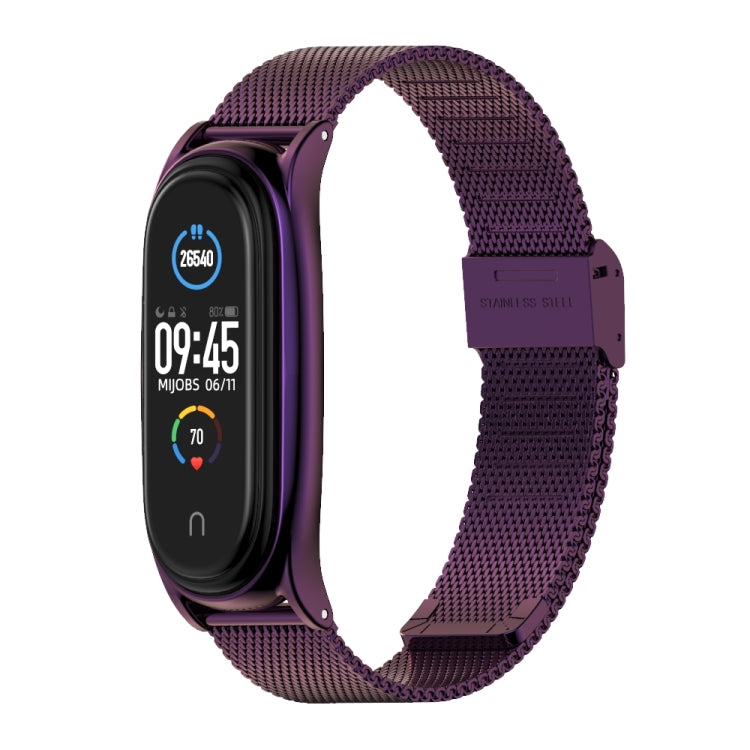 For Xiaomi Mi Band 6 / 5 / 4 / 3 Mijobs Milan Buckle Plus Stainless Steel Watch Band(Purple) - Watch Bands by MIJOBS | Online Shopping South Africa | PMC TechLife | Buy Now Pay Later Mobicred