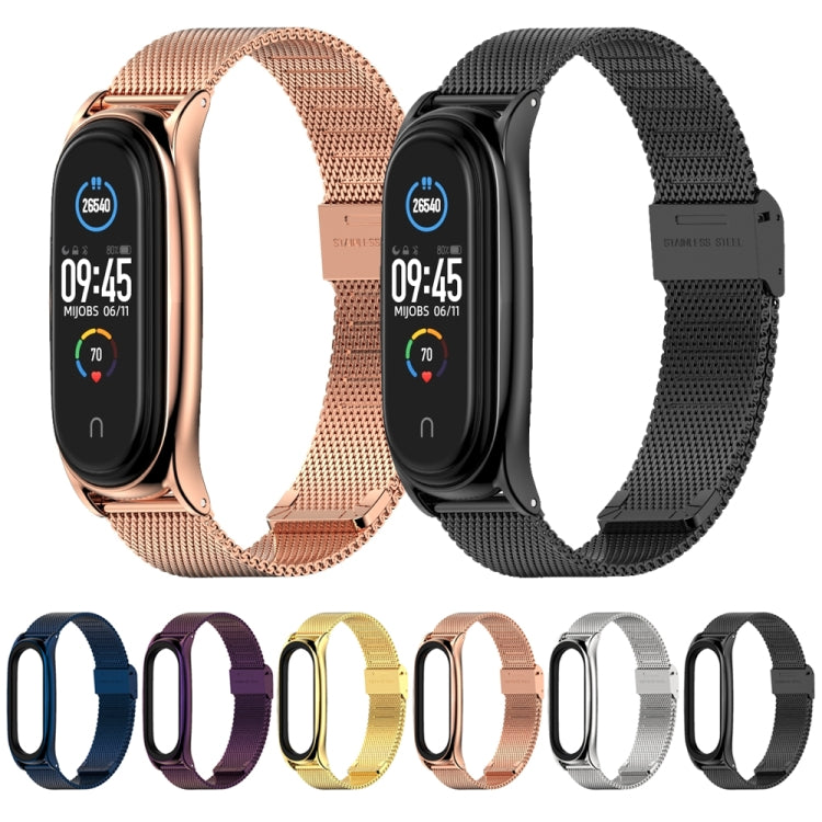 For Xiaomi Mi Band 6 / 5 / 4 / 3 Mijobs Milan Buckle Plus Stainless Steel Watch Band(Purple) - Watch Bands by MIJOBS | Online Shopping South Africa | PMC TechLife | Buy Now Pay Later Mobicred