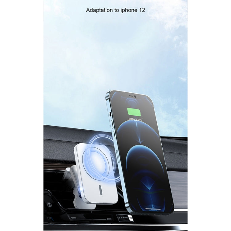 adj-987 15W Magsafe Magnetic Car Air Outlet Wireless Charger with LED Indicator(White) - Wireless Charger Holders by PMC TechLife | Online Shopping South Africa | PMC TechLife