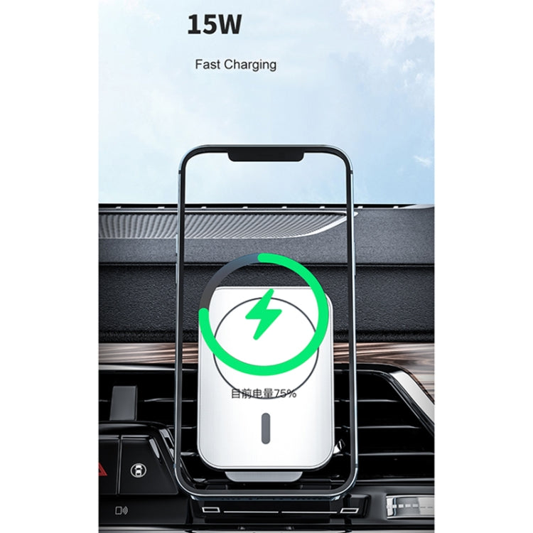 adj-987 15W Magsafe Magnetic Car Air Outlet Wireless Charger with LED Indicator(White) - Wireless Charger Holders by PMC TechLife | Online Shopping South Africa | PMC TechLife