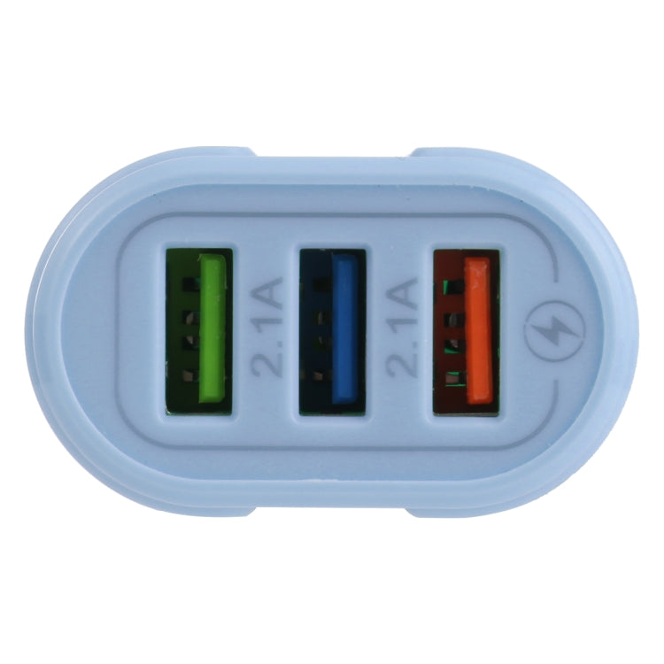 13-222 QC3.0 USB + 2.1A Dual USB Ports Macarons Travel Charger, EU Plug(Blue) - free shipping - PMC TechLife - Order now!