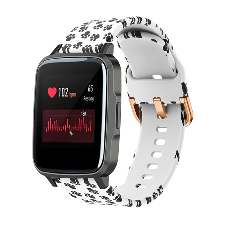 For Xiaomi Haylou LS01 Silicone Printing Watch Band(White Paw Print) - Watch Bands by MIJOBS | Online Shopping South Africa | PMC TechLife | Buy Now Pay Later Mobicred