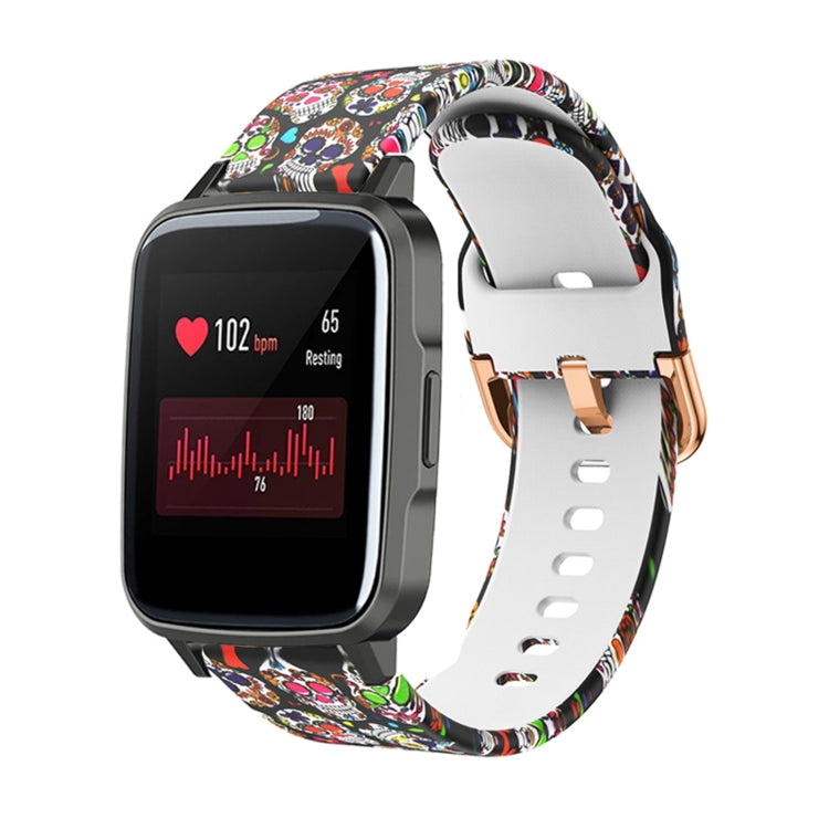 For Xiaomi Haylou LS01 Silicone Printing Watch Band(Colorful Skull) - Watch Bands by MIJOBS | Online Shopping South Africa | PMC TechLife | Buy Now Pay Later Mobicred