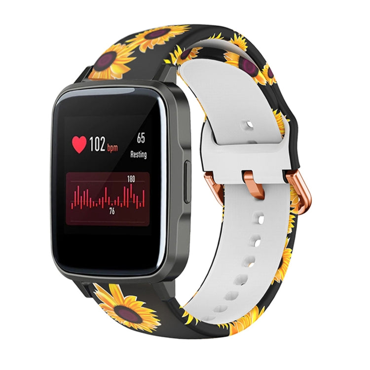 For Xiaomi Haylou LS01 Silicone Printing Watch Band(Black Sunflower) - Watch Bands by MIJOBS | Online Shopping South Africa | PMC TechLife | Buy Now Pay Later Mobicred