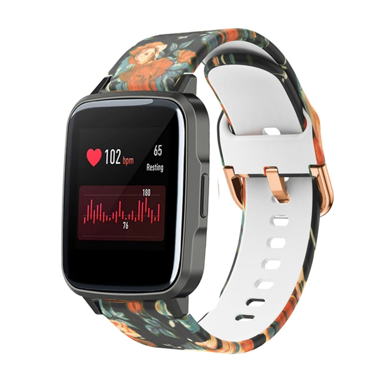 For Xiaomi Haylou LS01 Silicone Printing Watch Band(Red Rose) - Watch Bands by MIJOBS | Online Shopping South Africa | PMC TechLife | Buy Now Pay Later Mobicred
