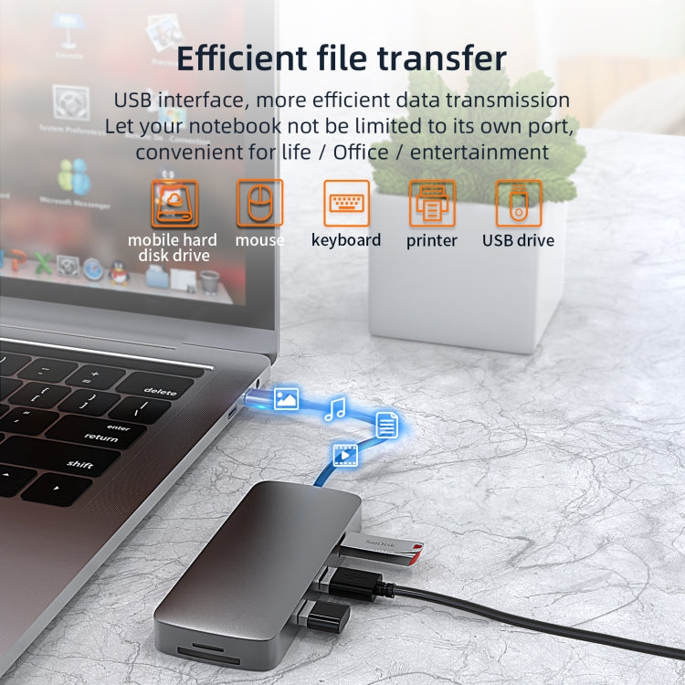Basix BL10V 10 in 1 USB-C / Type-C to RJ45 + VGA + HDMI + 3.5mm AUX + SD / TF Card Slot + PD USB-C / Type-C + USB 3.0 + 2 USB 2.0 Ports Docking Station HUB - free shipping - PMC TechLife - Order now!