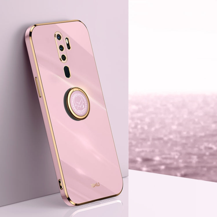 For OPPO A9 2020 / A11x XINLI Straight Edge 6D Electroplate TPU Phone Case with Ring Holder(Cherry Purple) - free shipping - PMC TechLife - Order now!