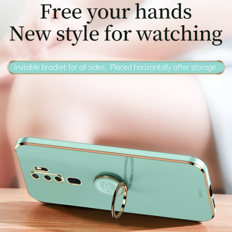 For OPPO A9 2020 / A11x XINLI Straight Edge 6D Electroplate TPU Phone Case with Ring Holder(Mint Green) - OPPO Cases by XINLI | Online Shopping South Africa | PMC TechLife | Buy Now Pay Later Mobicred