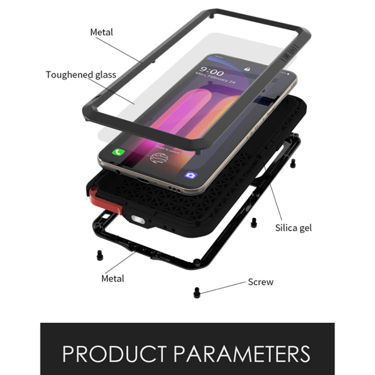 For LG V60 ThinQ 5G LOVE MEI Metal Shockproof Waterproof Dustproof Protective Case with Glass(Black) - free shipping - PMC TechLife - Order now!