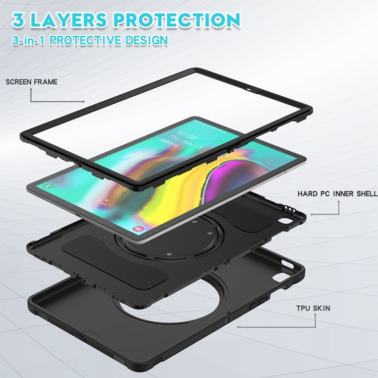For Samsung Galaxy Tab S5e 10.5 inch T720 2019 Shockproof TPU + PC Protective Case with 360 Degree Rotation Foldable Handle Grip Holder & Pen Slot(Black) - Tab S5E 10.5 T720 / T725 by PMC TechLife | Online Shopping South Africa | PMC TechLife | Buy Now Pay Later Mobicred