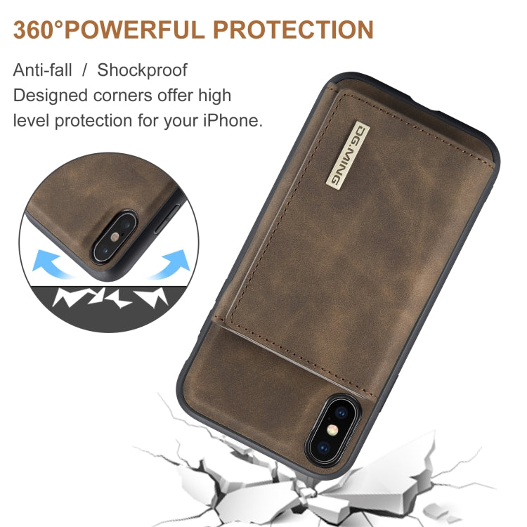 DG.MING M1 Series 3-Fold Multi Card Wallet  Back Cover Shockproof Case with Holder Function For iPhone X(Coffee) -  by DG.MING | Online Shopping South Africa | PMC TechLife | Buy Now Pay Later Mobicred