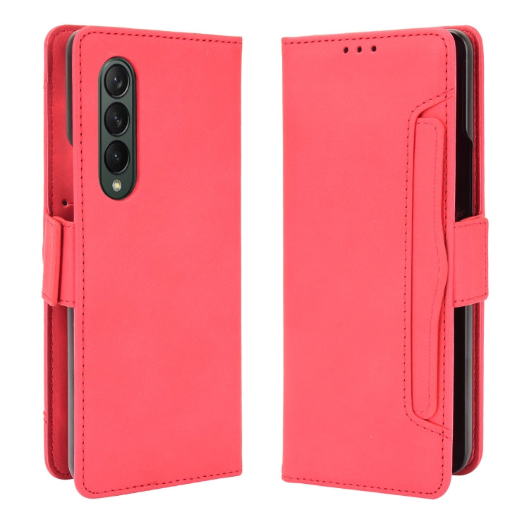 For Samsung Galaxy Z Fold3 5G Skin Feel Calf Pattern Horizontal Flip Leather Case with Holder & Card Slots & Photo Frame(Red) - Galaxy Phone Cases by GKK | Online Shopping South Africa | PMC TechLife | Buy Now Pay Later Mobicred