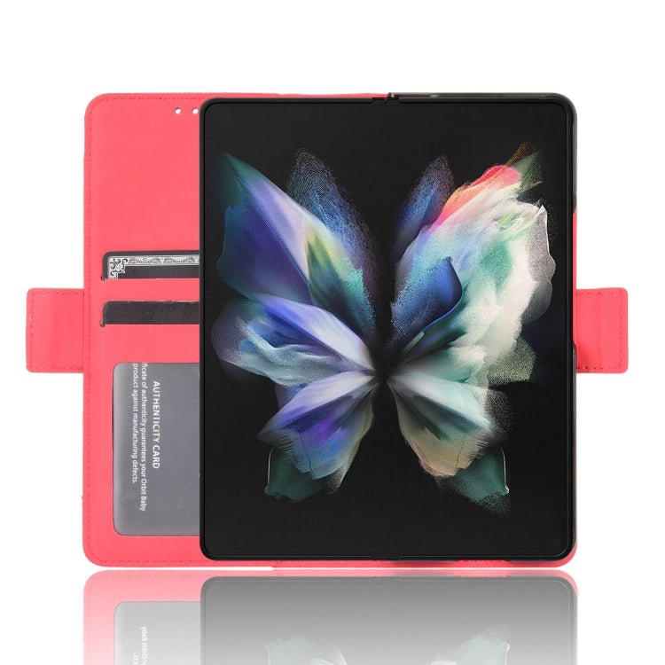 For Samsung Galaxy Z Fold3 5G Skin Feel Calf Pattern Horizontal Flip Leather Case with Holder & Card Slots & Photo Frame(Red) - Galaxy Phone Cases by GKK | Online Shopping South Africa | PMC TechLife | Buy Now Pay Later Mobicred