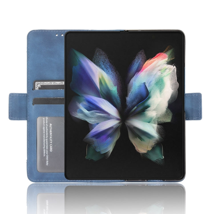 For Samsung Galaxy Z Fold3 5G Skin Feel Calf Pattern Horizontal Flip Leather Case with Holder & Card Slots & Photo Frame(Blue) - Galaxy Phone Cases by GKK | Online Shopping South Africa | PMC TechLife | Buy Now Pay Later Mobicred