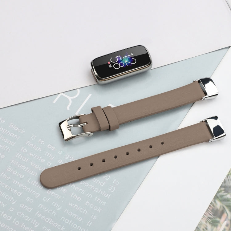 For Fitbit Luxe Leather Watch Band, Size:S(Grey) - Watch Bands by PMC TechLife | Online Shopping South Africa | PMC TechLife | Buy Now Pay Later Mobicred