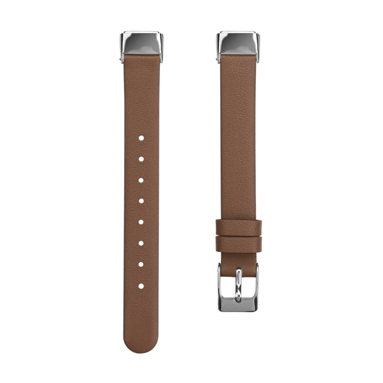 For Fitbit Luxe Leather Watch Band, Size:S(Brown) - Watch Bands by PMC TechLife | Online Shopping South Africa | PMC TechLife | Buy Now Pay Later Mobicred