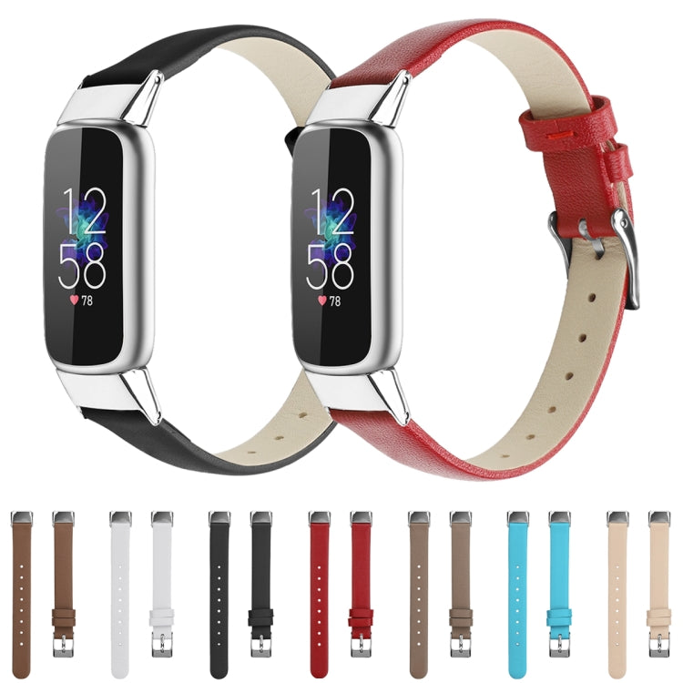 For Fitbit Luxe Leather Watch Band, Size:S(Brown) - Watch Bands by PMC TechLife | Online Shopping South Africa | PMC TechLife | Buy Now Pay Later Mobicred