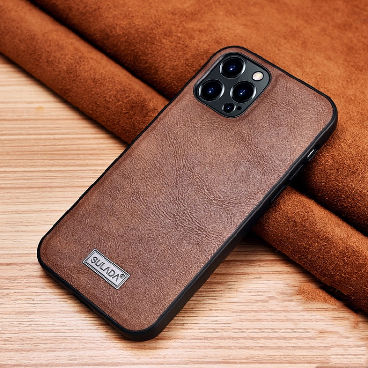 For iPhone 13 Pro SULADA Shockproof TPU + Handmade Leather Protective Case (Brown) - iPhone 13 Pro Cases by SULADA | Online Shopping South Africa | PMC TechLife | Buy Now Pay Later Mobicred