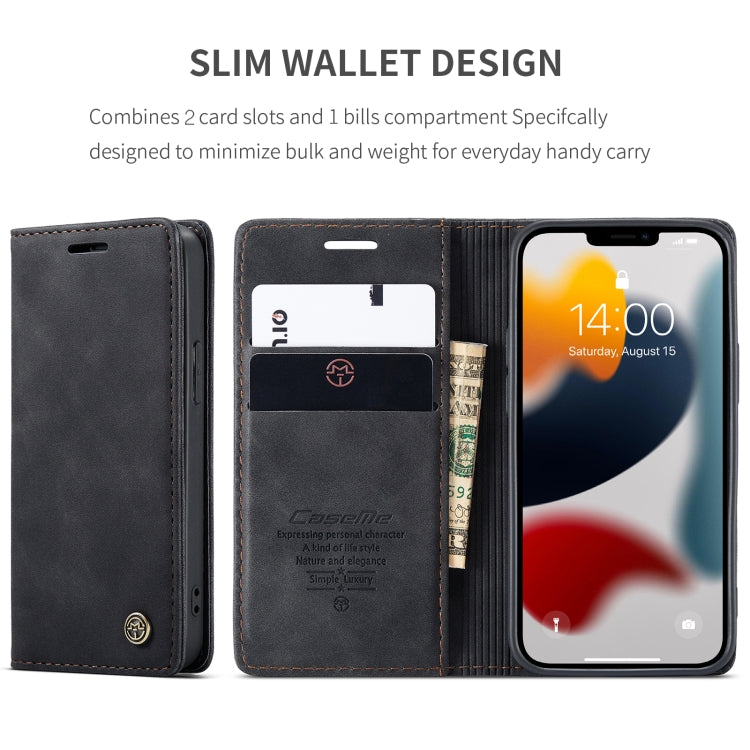 For iPhone 13 mini CaseMe-013 Multifunctional Retro Frosted Horizontal Flip Leather Case with Card Slot & Holder & Wallet (Black) - free shipping - PMC TechLife - Order now!