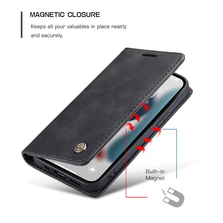 For iPhone 13 mini CaseMe-013 Multifunctional Retro Frosted Horizontal Flip Leather Case with Card Slot & Holder & Wallet (Black) - free shipping - PMC TechLife - Order now!