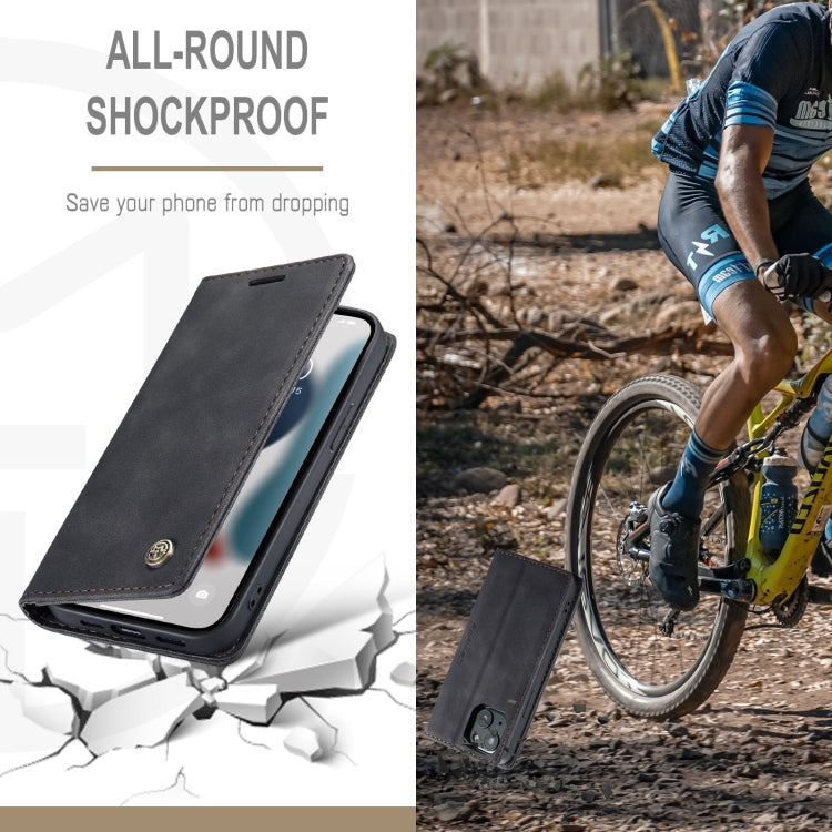 For iPhone 13 mini CaseMe-013 Multifunctional Retro Frosted Horizontal Flip Leather Case with Card Slot & Holder & Wallet (Black) - free shipping - PMC TechLife - Order now!