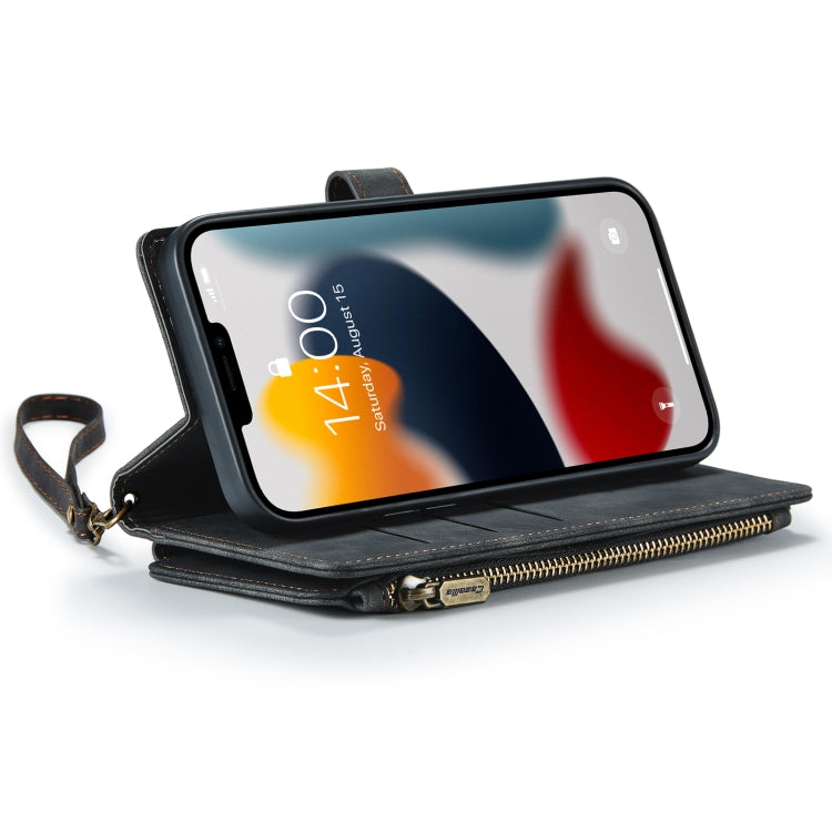 For iPhone 13 Pro Max CaseMe-C30 PU + TPU Multifunctional Horizontal Flip Leather Case with Holder & Card Slot & Wallet & Zipper Pocket (Black) - free shipping - PMC TechLife - Order now!