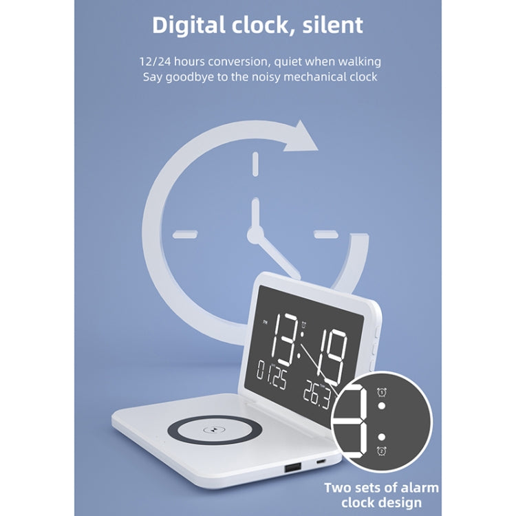 SY-118 15W Foldable Mirror Surface Perpetual Desk Calendar Clock Wireless Charger with Alarm Clock & Three-level Brightness Adjustable Function(Black) - Wireless Charger by PMC TechLife | Online Shopping South Africa | PMC TechLife