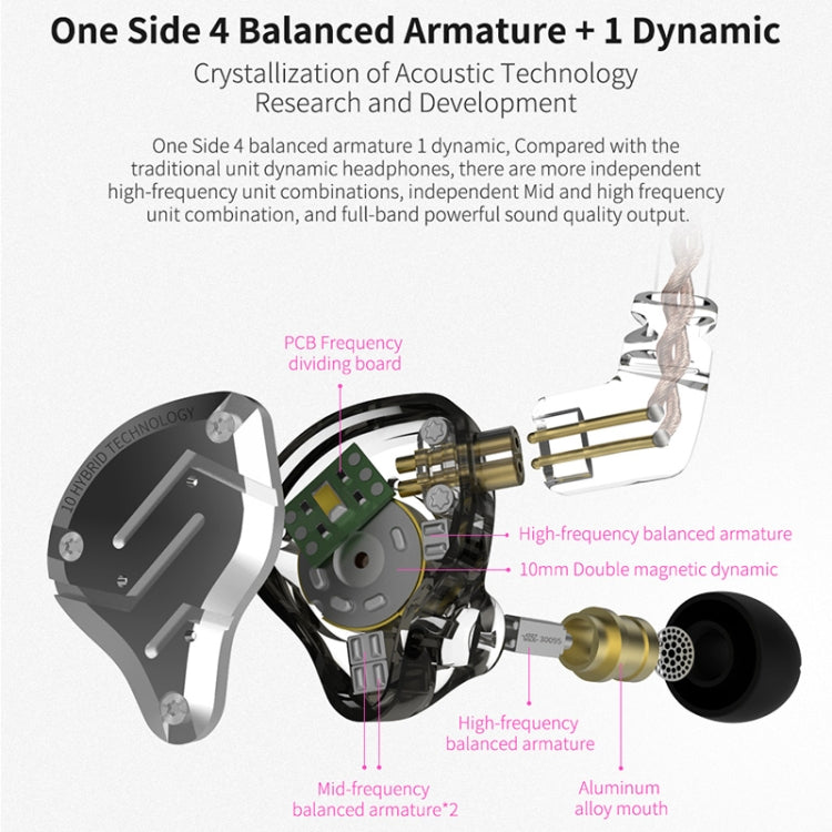 KZ ZS10 Pro 10-unit Ring Iron Gaming In-ear Wired Earphone, Mic Version(Blue) - free shipping - PMC TechLife - Order now!