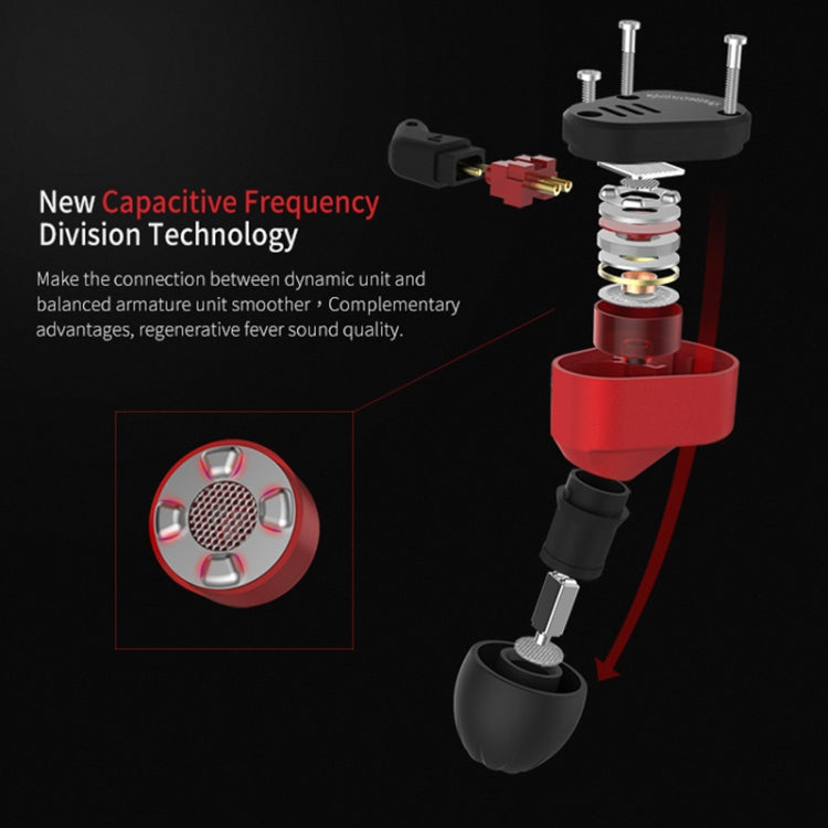 KZ ZSA Ring Iron Hybrid Drive Sport In-ear Wired Earphone, Standard Version(Black Red) - free shipping - PMC TechLife - Order now!