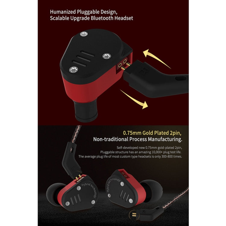 KZ ZSA Ring Iron Hybrid Drive Sport In-ear Wired Earphone, Standard Version(Black Red) - free shipping - PMC TechLife - Order now!