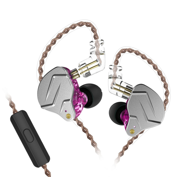 KZ ZSN Pro Ring Iron Hybrid Drive Metal In-ear Wired Earphone, Mic Version(Purple) - free shipping - PMC TechLife - Order now!