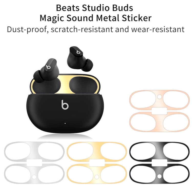 For Beats Studio Buds Wireless Bluetooth Earphone Magic Sound Metal Protective Sticker(Silver) - Protective Sticker by PMC TechLife | Online Shopping South Africa | PMC TechLife