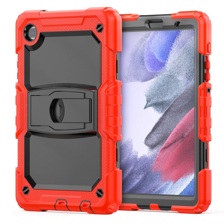 Shockproof Colorful Silica Gel + PC Protective Case with Holder & Shoulder Strap For Samsung Galaxy A7 Lite T220 / T225(Red) - Tab A7 Lite T220 / T225 by PMC TechLife | Online Shopping South Africa | PMC TechLife | Buy Now Pay Later Mobicred