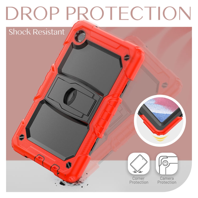 Shockproof Colorful Silica Gel + PC Protective Case with Holder & Shoulder Strap For Samsung Galaxy A7 Lite T220 / T225(Red) - Tab A7 Lite T220 / T225 by PMC TechLife | Online Shopping South Africa | PMC TechLife | Buy Now Pay Later Mobicred