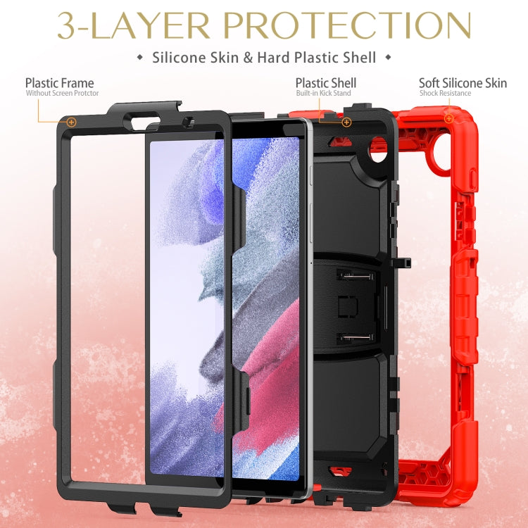 Shockproof Colorful Silica Gel + PC Protective Case with Holder & Shoulder Strap For Samsung Galaxy A7 Lite T220 / T225(Red) - Tab A7 Lite T220 / T225 by PMC TechLife | Online Shopping South Africa | PMC TechLife | Buy Now Pay Later Mobicred