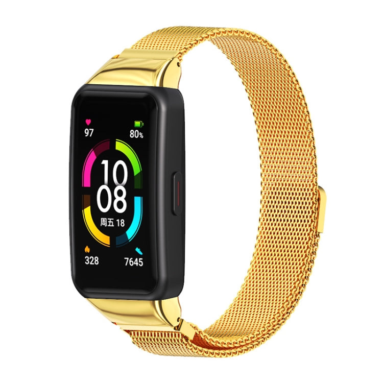 For Huawei Band 6 / Honor Band 6 / 7 MIJOBS Milan Stainless Steel Magnetic Watch Band(Gold) - Watch Bands by MIJOBS | Online Shopping South Africa | PMC TechLife | Buy Now Pay Later Mobicred
