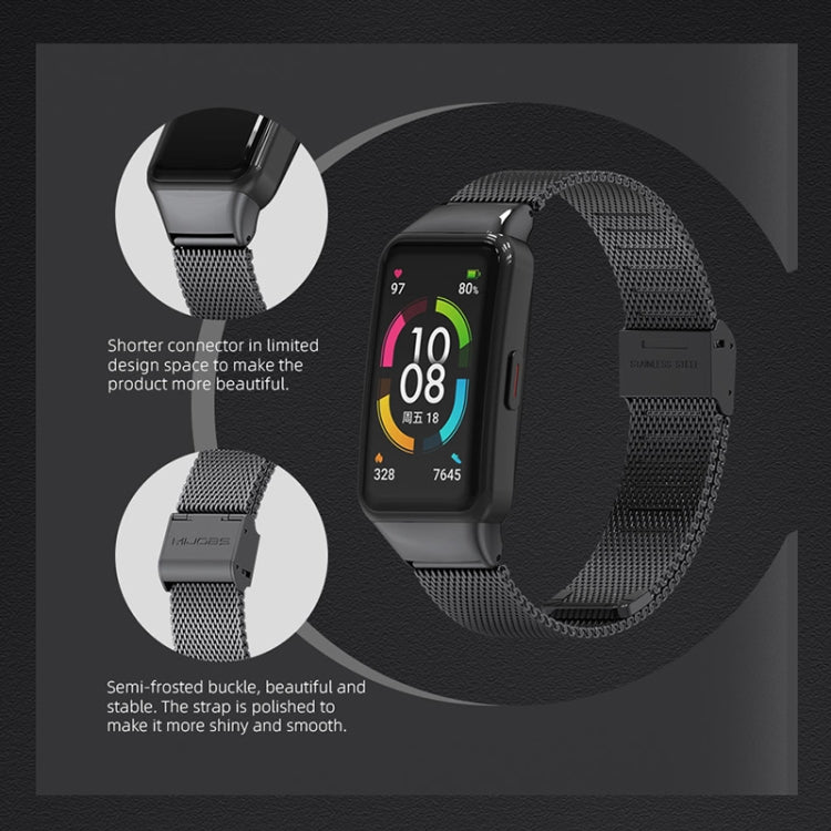 For Huawei Band 6 / Honor Band 6 / 7 MIJOBS Milan Stainless Steel Watch Band(Silver) - Watch Bands by MIJOBS | Online Shopping South Africa | PMC TechLife | Buy Now Pay Later Mobicred